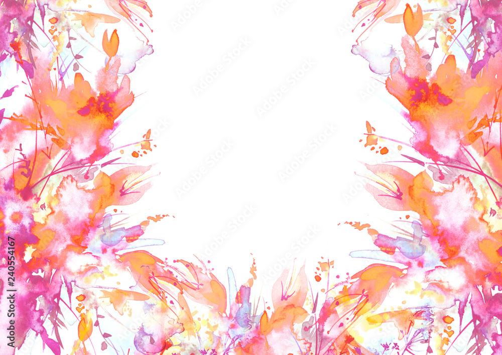 Watercolor bouquet of flowers, Beautiful abstract splash of paint, fashion illustration. Orchid flowers, poppy, cornflower, red gladiolus, peony, rose, field or garden flowers.On a white background. Watercolor bouquet of flowers, Beautiful abstract splash of paint, fashion illustration. Orchid flowers, poppy, cornflower, red gladiolus, peony, rose, field or garden flowers.On a white background.