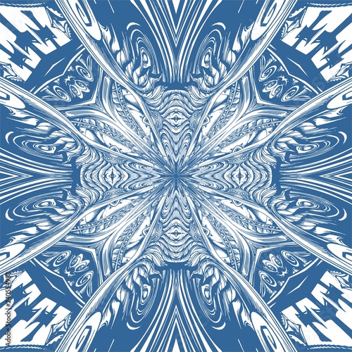Abstract Cross Kaleidoscope Isolated On White Background Vector. Seamless endless pattern.