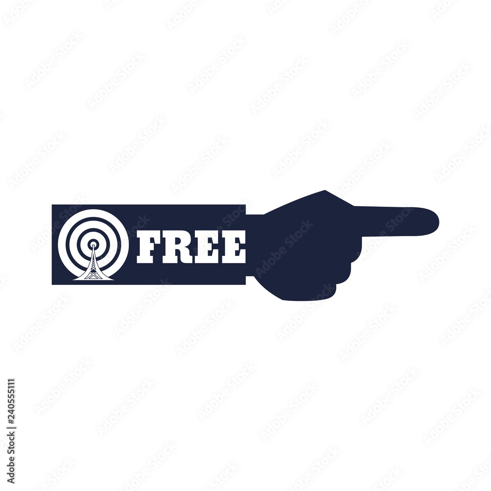 Wi Fi Network Symbol . Mobile gadgets technology relative vector image. Hand pointing to wireless zone Wi Fi Network Symbol . Mobile gadgets technology relative vector image. Hand pointing to wireless zone
