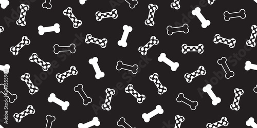 dog bone seamless pattern vector puppy polka dot scarf isolated repeat wallpaper tile background doodle black