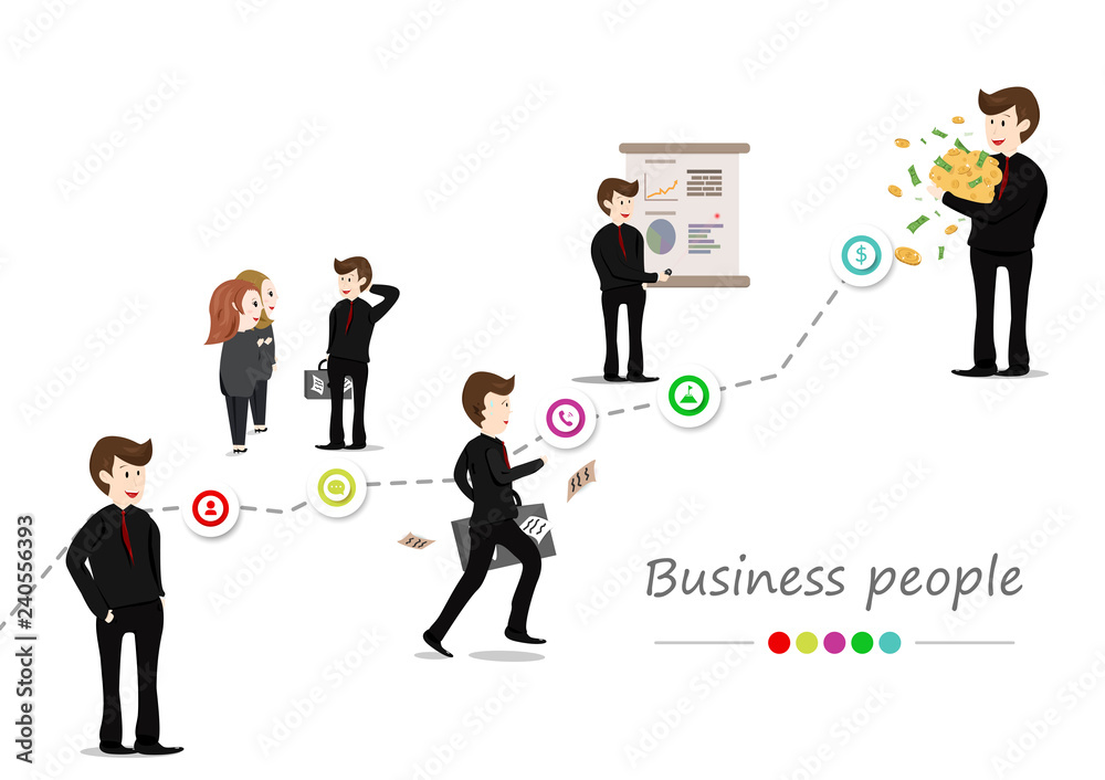 Businessman, people workers vector, cartoon diagram character, infographic icon and sign, working success