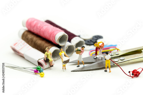 Miniature people : Maid or Housewife  with Sewing tools and accesories. photo