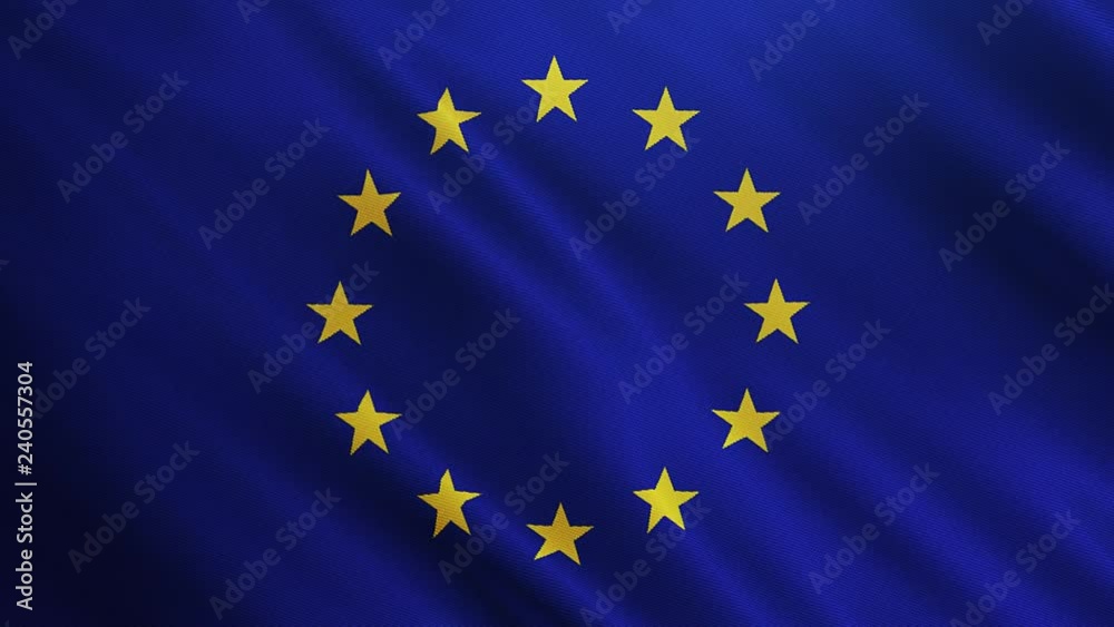 European Union flag is waving 3D rendering. Symbol of Europe on fabric cloth. European Union flag is waving 3D rendering. Symbol of Europe on fabric cloth.