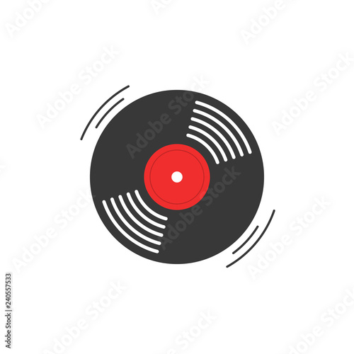 Vinyl record vector icon, gramophone vinyl record symbol, rotating record vinyl disc, flat vinyl lp, cartoon vinyl record label, logo modern illustration design isolated