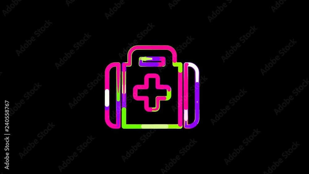 Circles gather in symbol medkit. After it crumbles in a line and moves to the camera. Alpha channel black Circles gather in symbol medkit. After it crumbles in a line and moves to the camera. Alpha channel black