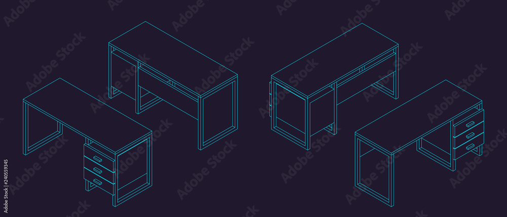 Fototapeta premium Empty office desk. Vector outline illustration.
