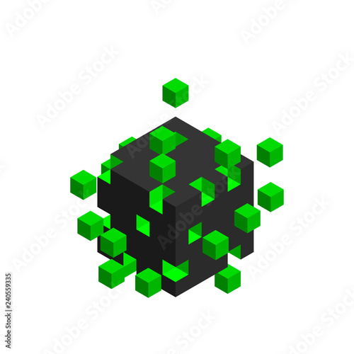 Cube from small cubes. Big Data concept