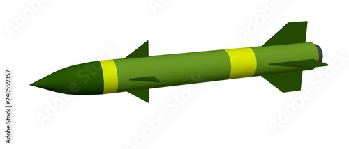 Military missile. Isolated on white background. 3d Vector illustration