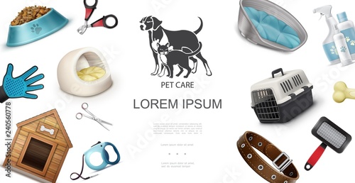 Realistic Pets Care Concept