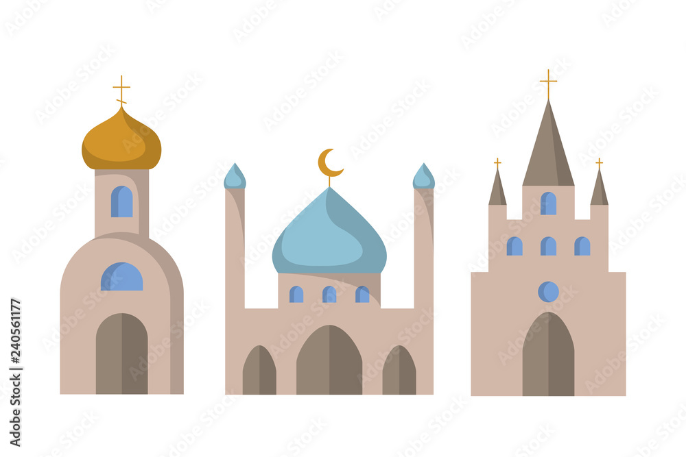 Set of icons on the theme of religion.