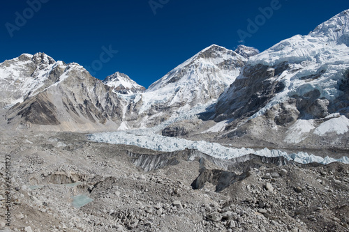 khumbu glacier close to everest base camp