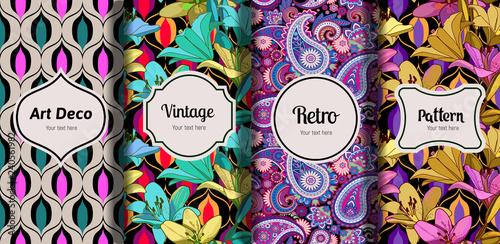 Vintage seamless patterns