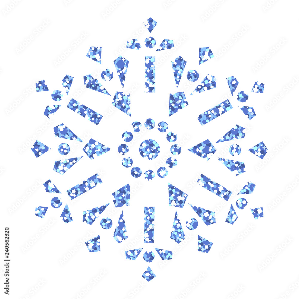 Beautiful Christmas Snowflake. Glitter Crystal. Beautiful Christmas Snowflake. Glitter Crystal.