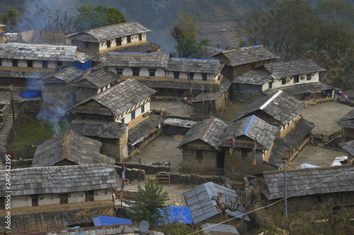 Traditional Nepalese village. Trekking to Annapurna Base Camp