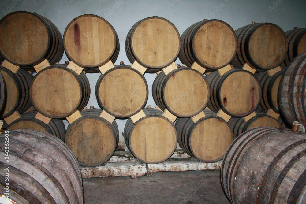 ARENI, ARMENIA - December 06, 2018: Areni winery factory interior, traditional Armenian wine factory. Wine Cellar Storage.