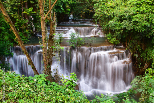 Beautiful waterfall in wonderful rain forest of national park  Huay Mae Khamin waterfall  Kanchanaburi Province  Thailand