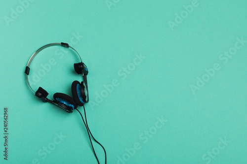 headphones on a menthol background