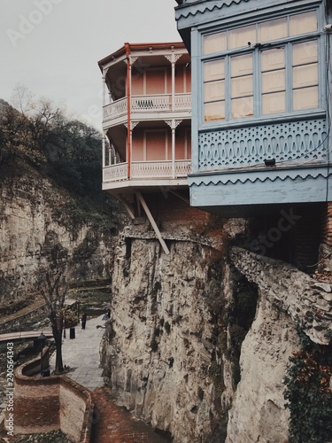 Legvtakhevi canyon with old bridge in Tbilisi, Georgia. photo