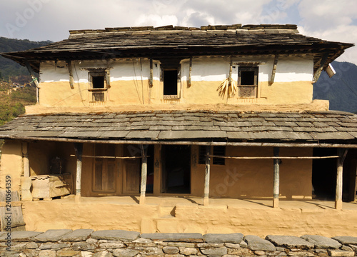 Nepalese village, traditional houses. photo