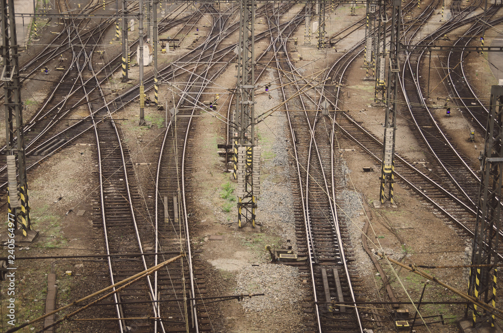 Obraz premium Railed away, lot of tracks in Prague