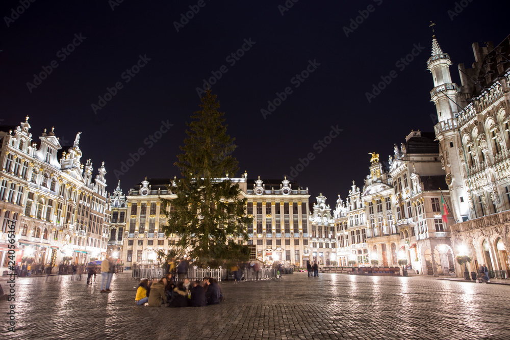 Grand Place by night in Brussels, Belgium