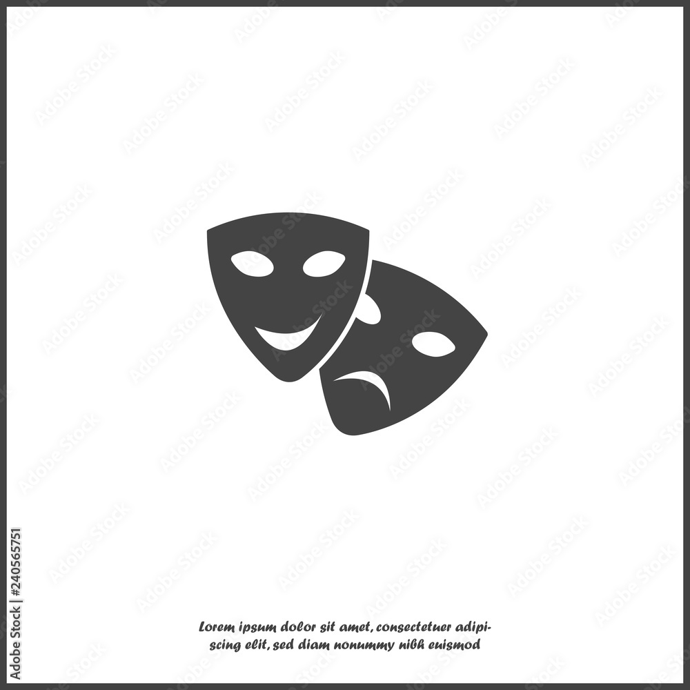 Vector Image Theatrical face mask. Drama and comedy, laughter and crying on  white isolated background Stock Vector | Adobe Stock