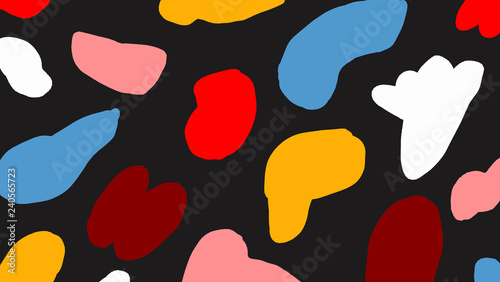 Bright Colorful Abstract Drawing with Black Background