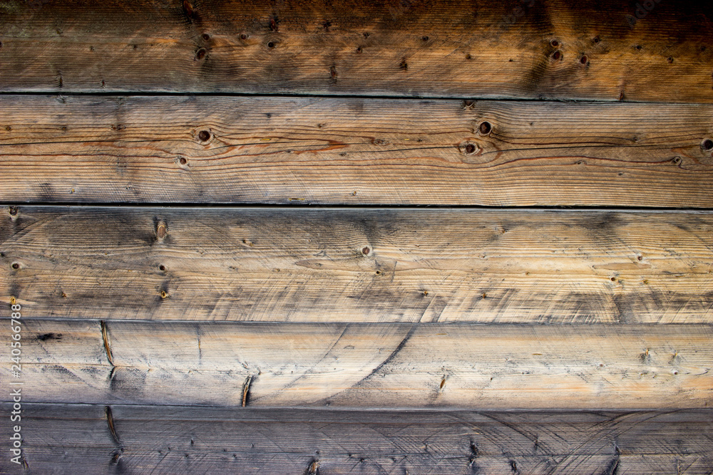 Naklejka premium Old Wooden wall. Texture with horizontal planks