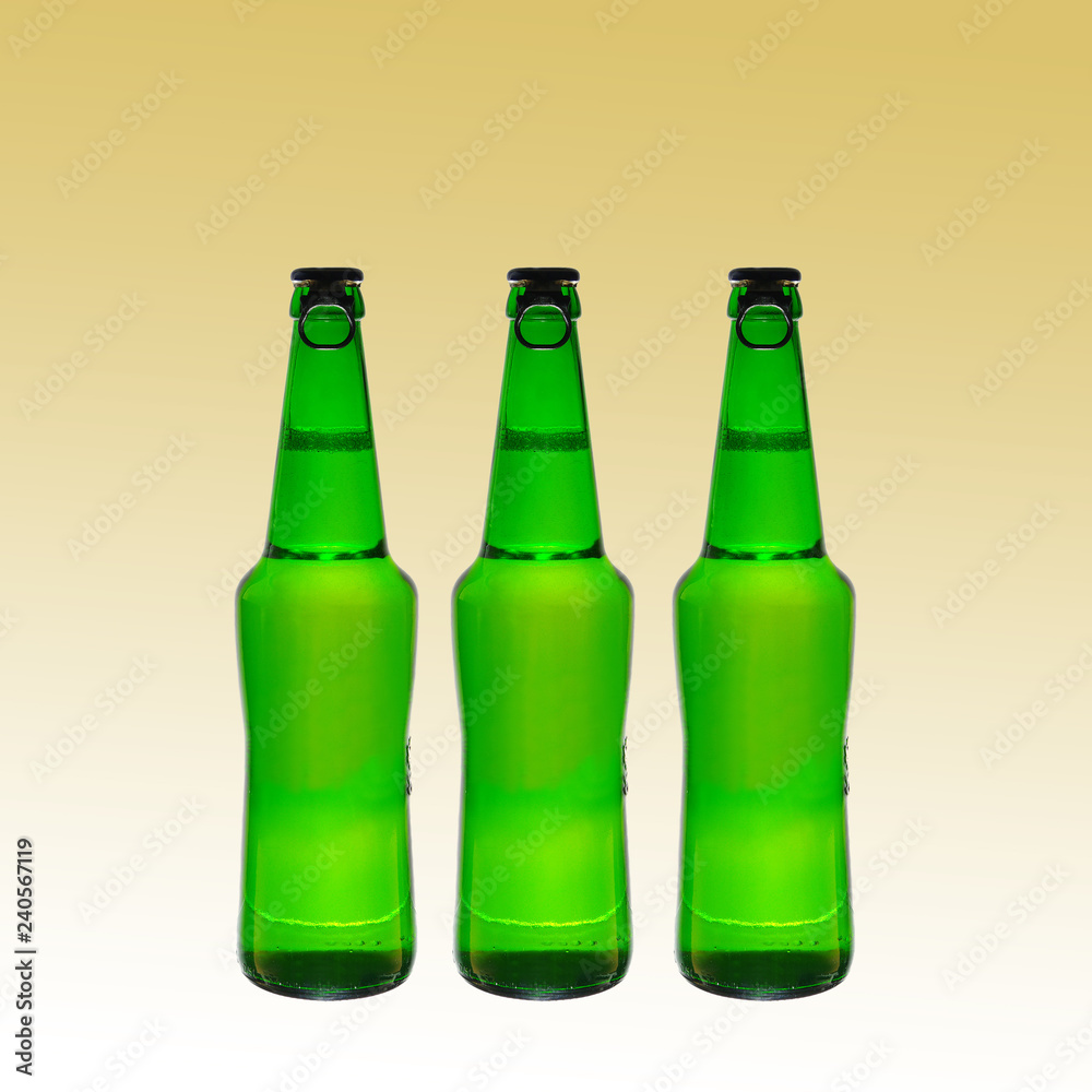 Beer bottles. Isolated on a colored background. Beer bottles. Isolated on a colored background.