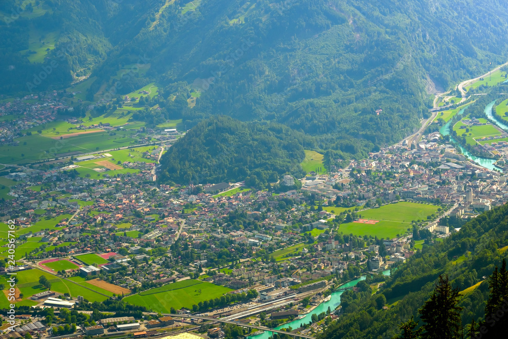 Aerial landscape of Interlaken city, Switzerland
