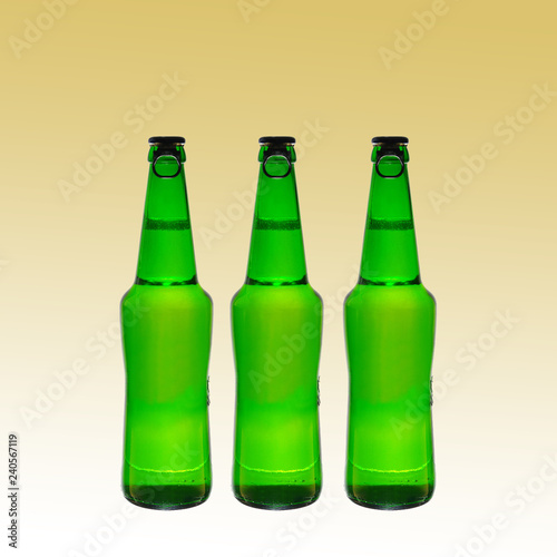 Beer bottles. Isolated on a colored background.
