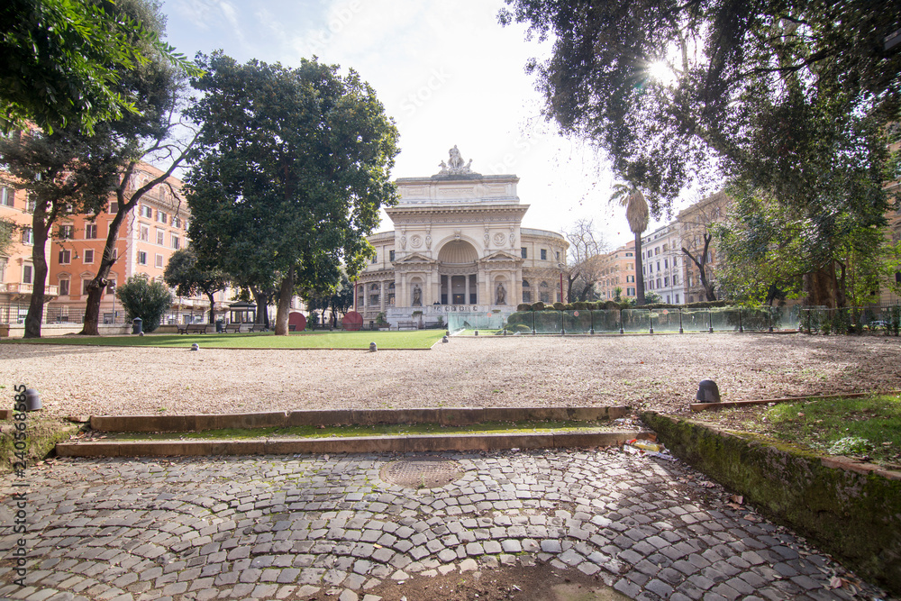 Rome cityscape on February 8, 2017 Palace at garden