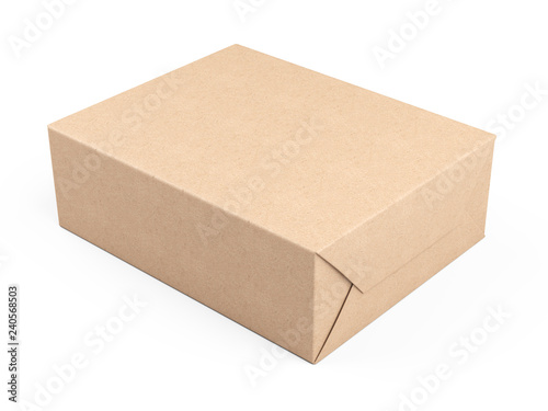 Box wrapped in recycled paper. Parcel or gift. © Oleksandr
