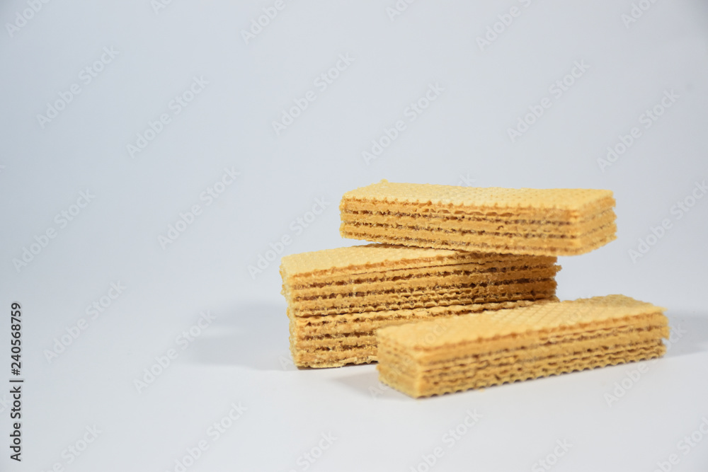 Wafer candy filled with vanilla cream on a white background Wafer candy filled with vanilla cream on a white background