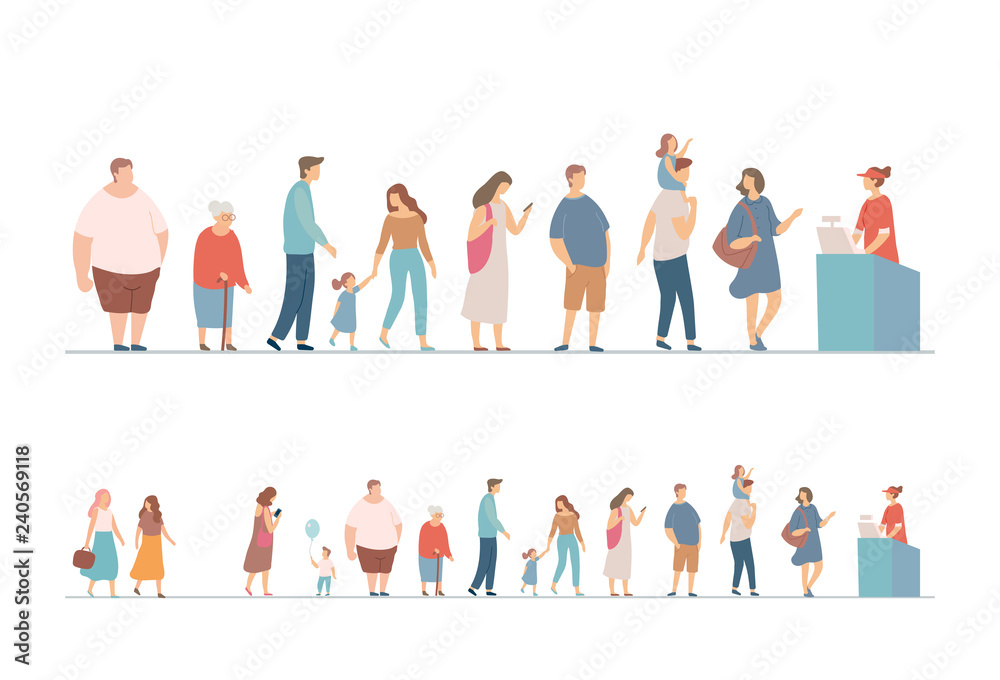 People in supermarket vector set.