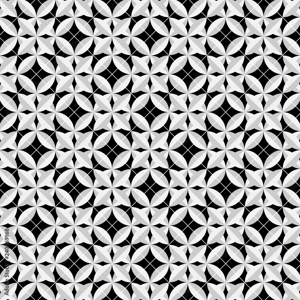 Fototapeta wzór z kształtami geometrycznymi liście na czarnym tle