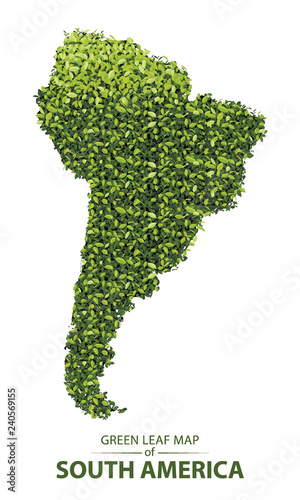 Green leaf map of south america