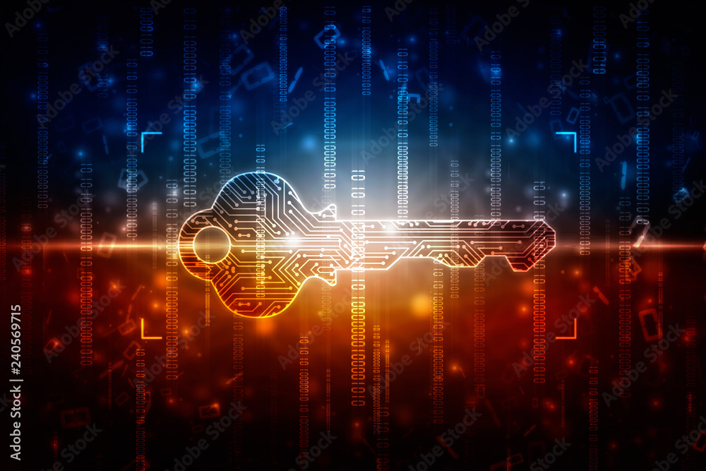 Obraz premium 2d digital abstract technology digital future cyber security key