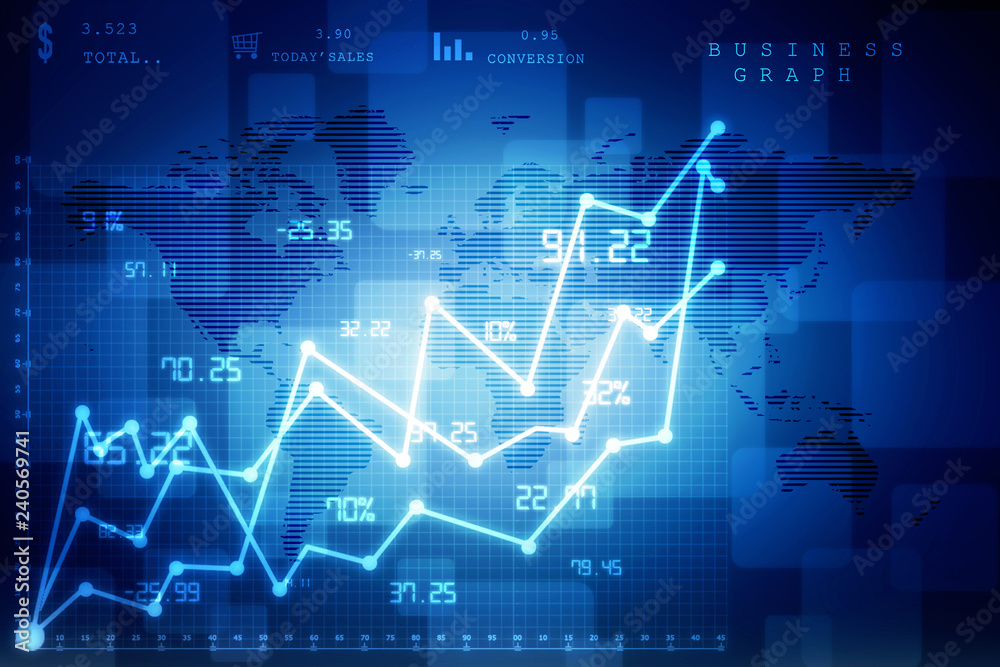 2d rendering Stock market online business concept. business Graph 2d rendering Stock market online business concept. business Graph