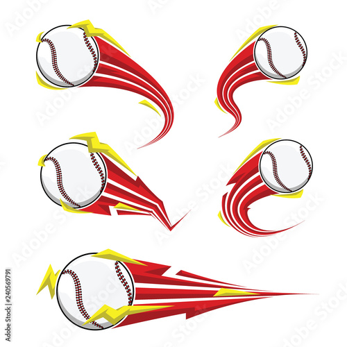 Baseball on symbols red thunder speed set