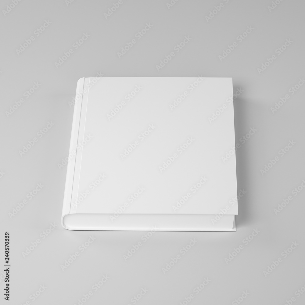 Book cover template on gray background, mockup for design, 3d illustration. Book cover template on gray background, mockup for design, 3d illustration.