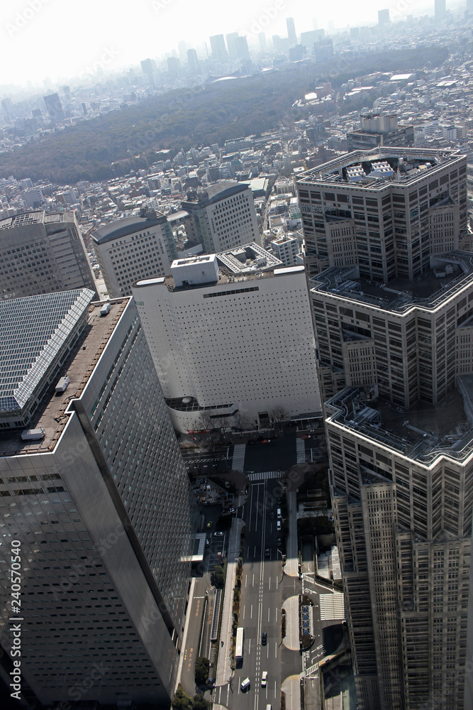 Obraz premium High-rise building group in Shinjuku that is unified in cool colors