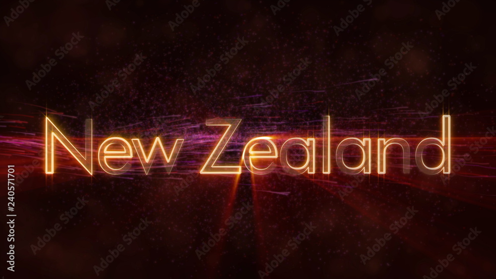 New Zealand - Shiny country name text New Zealand - Shiny country name text