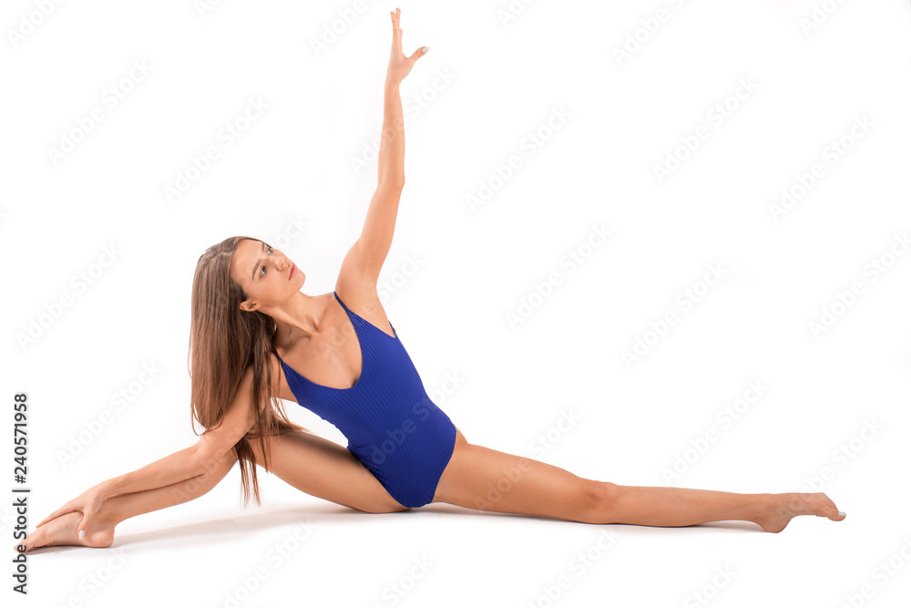 Beautiful young flexible girl splits stretch workout Beautiful young flexible girl splits stretch workout