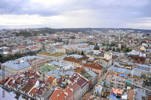 Fototapeta Naklejka Na Ścianę i Meble -  View of the city. Roofs of houses