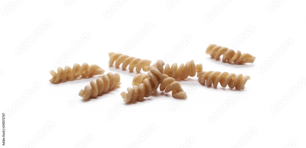 Wholemeal pasta isolated on white background Wholemeal pasta isolated on white background