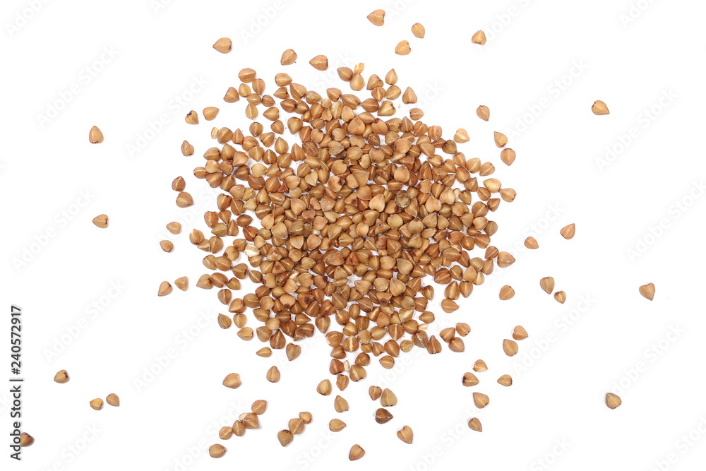 Buckwheat isolated on white background, top view Buckwheat isolated on white background, top view