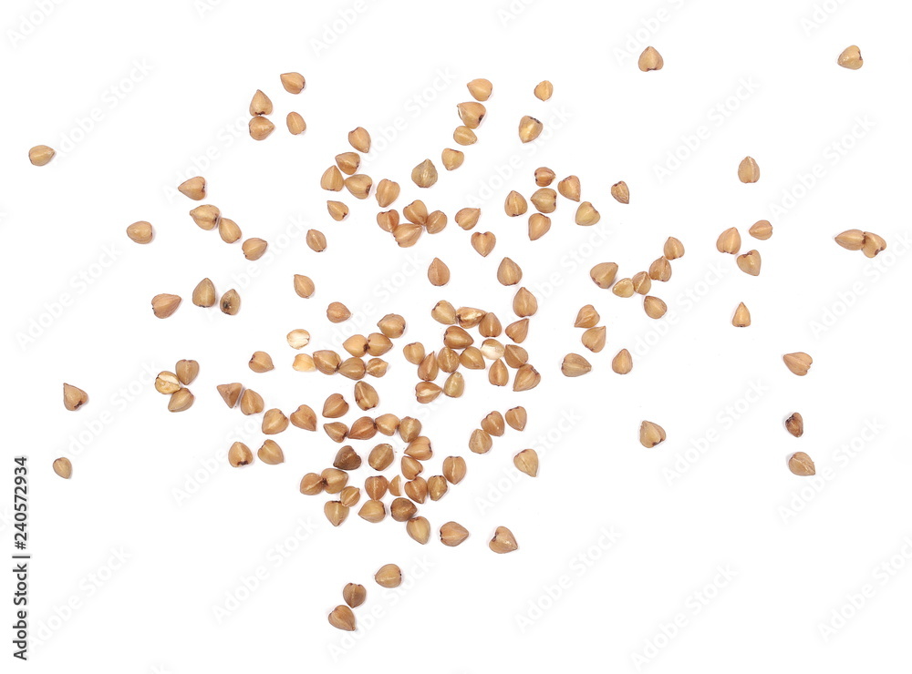 Buckwheat isolated on white background, top view Buckwheat isolated on white background, top view