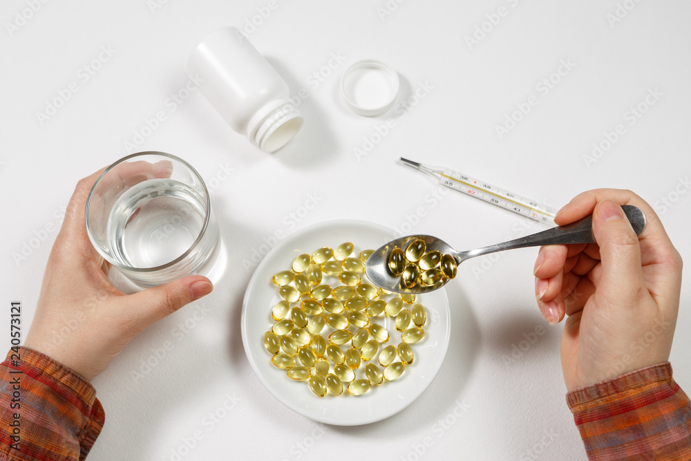 Healthy Vitamins, Omega 3 isolated on white background Healthy Vitamins, Omega 3 isolated on white background