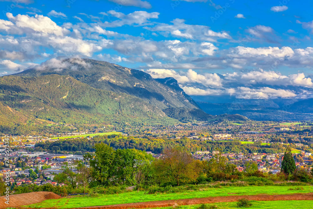 Panorama of Alps and Chambery city ,France
